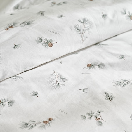 Pościel z bawełny satynowej Grineso 200x220 cm z motywem liściastym i szyszką