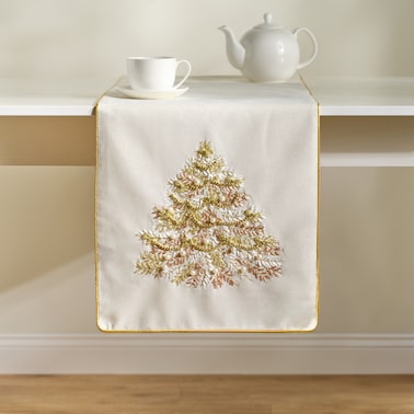 Bieżnik Haftowany Arvore 40x180 cm z motywem choinki