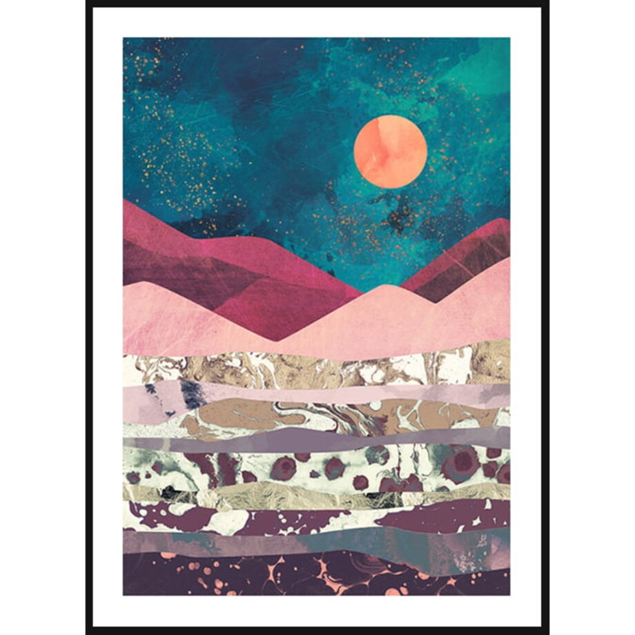 Poster Story, Plakat, Obraz - Abstrakcyjne Góry Nocą