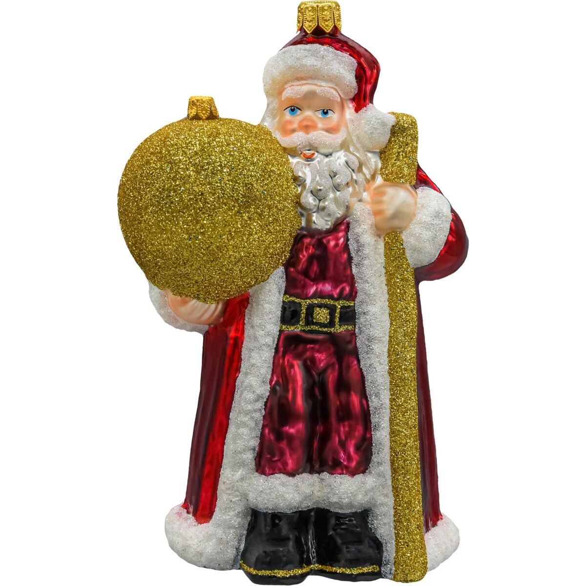 Bombka choinkowa: Święty Mikołaj ze złotą bombką