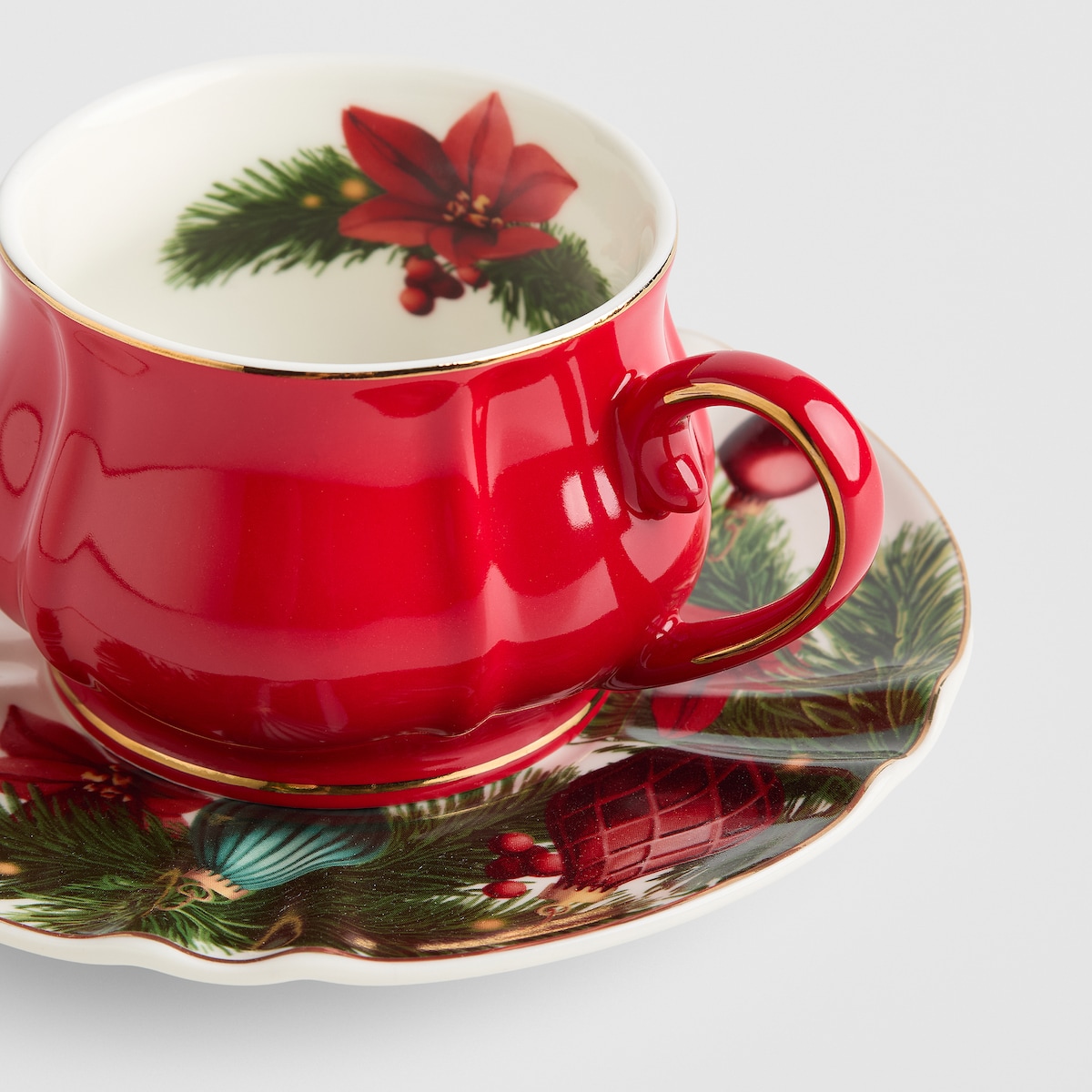Filiżanka Ze Spodkiem Miravella z motywem choinki