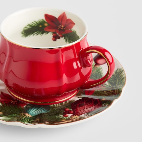 Filiżanka Ze Spodkiem Miravella z motywem choinki