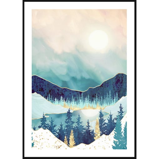Poster Story, Plakat, Obraz - Abstrakcyjny Las w Górach No2