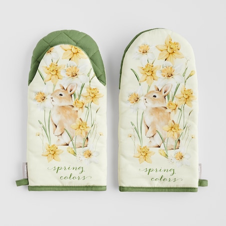 Komplet Rękawic Kuchennych Daffelisbunny 14x30 cm z motywem królika