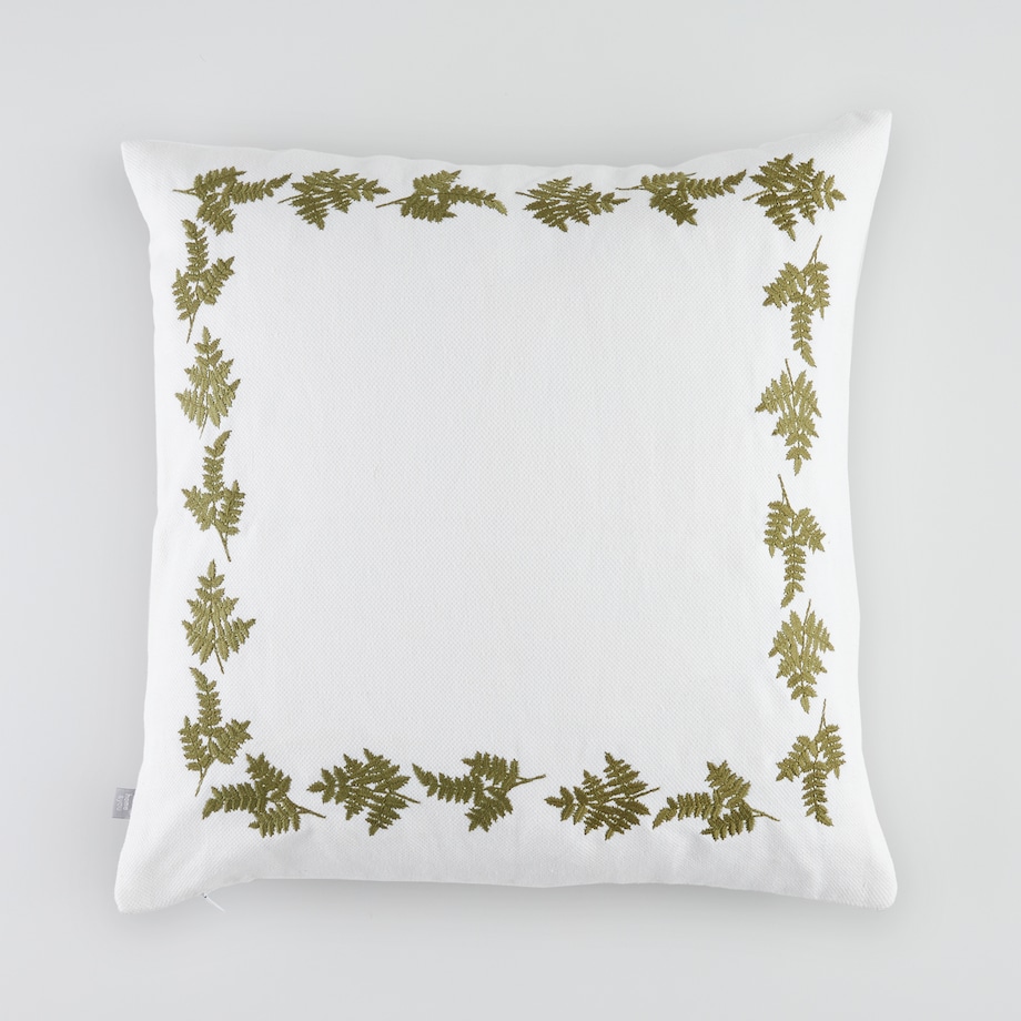 Poszewka Haftowana Fern 45x45 cm z motywem liściastym