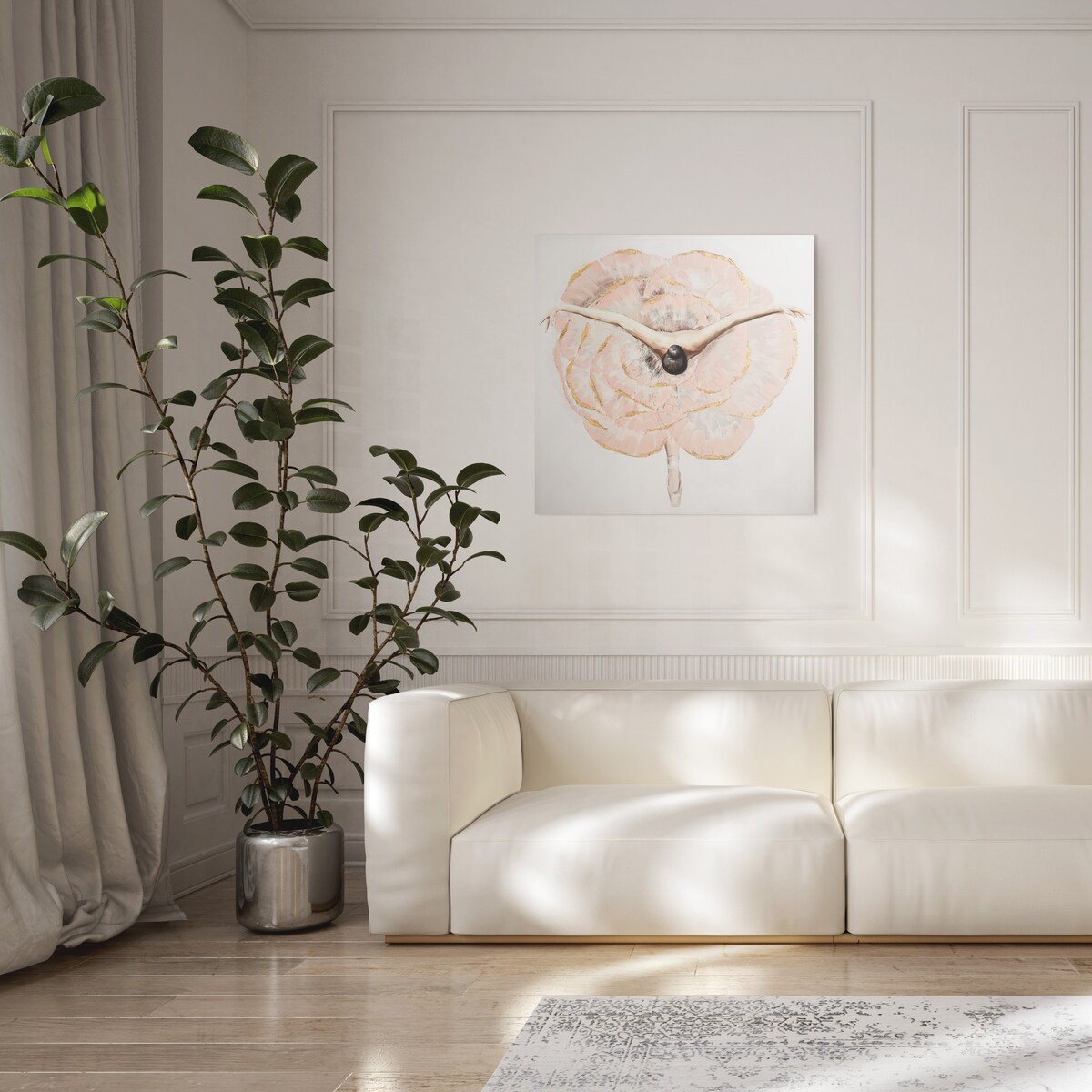 Ręcznie zdobiony obraz Flowerlady z motywem postaci