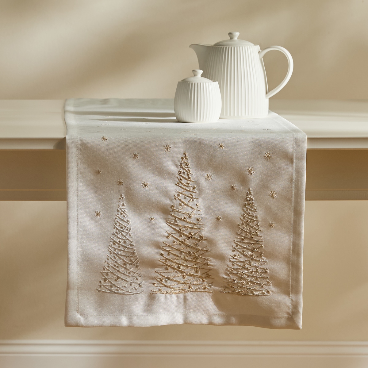 Bieżnik Haftowany Navore 38x180 cm z motywem choinki