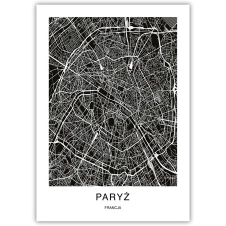 plakat paryż mapa 30x40