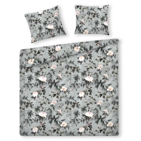 Pościel z bawełny satynowej Kasna 200x220 cm z motywem liściastym