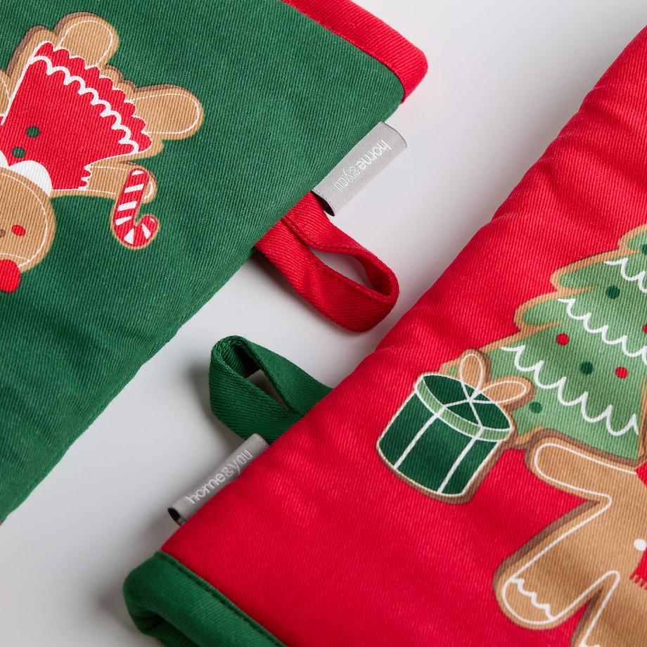 Komplet Rękawic Kuchennych Ginno 14x30 cm z motywem piernika