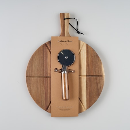 Akacjowa Deska Do Serwowania z nożem do pizzy Lapizzas