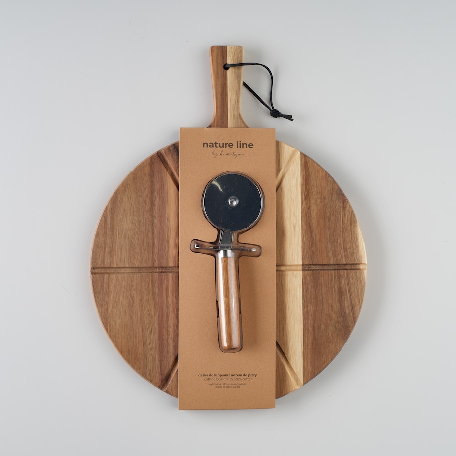 Akacjowa Deska Do Serwowania z nożem do pizzy Lapizzas