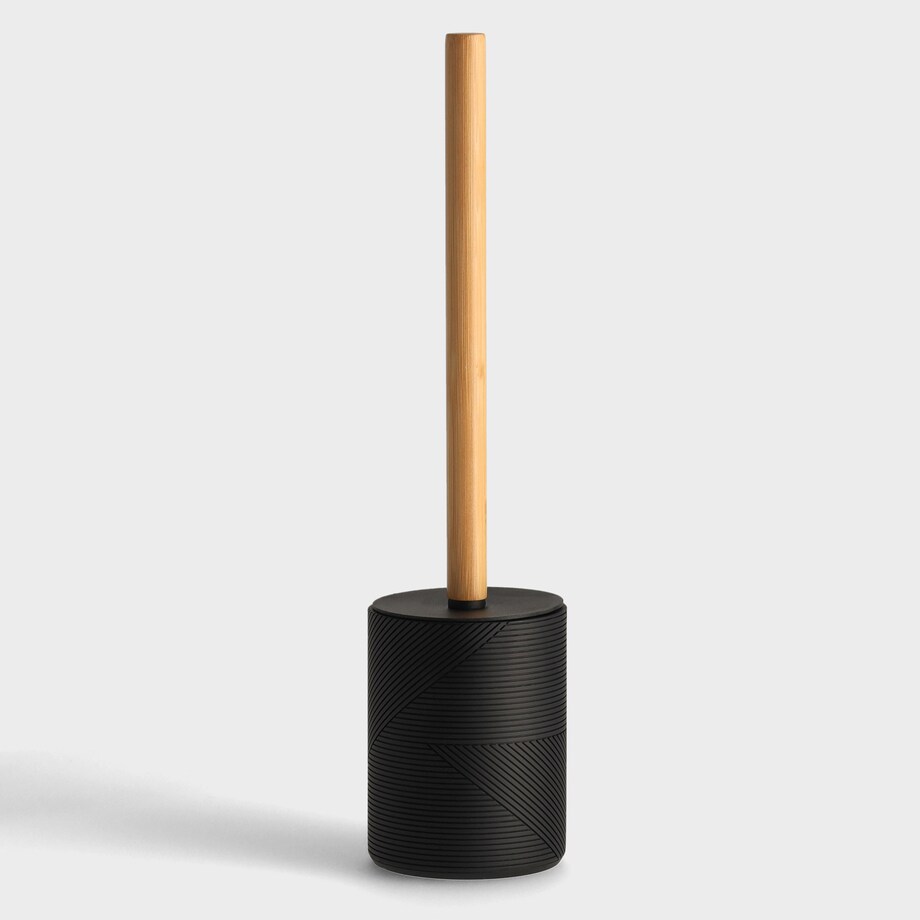 Ryflowana szczotka toaletowa z elementami drewna raveno