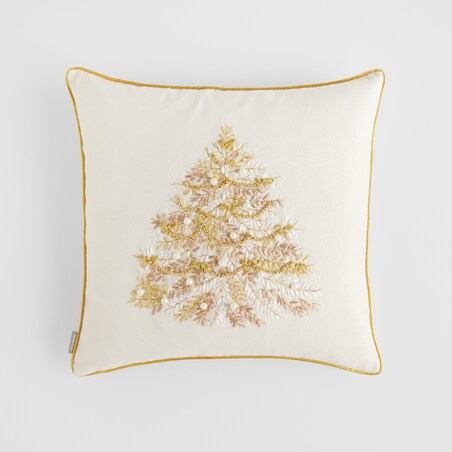 Poszewka Haftowana Arvore 45x45 cm z motywem choinki