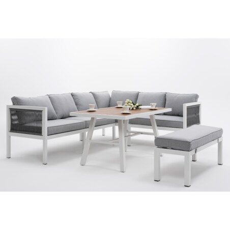 Meble ogrodowe aluminiowe narożnik stół PORTOFINO białe