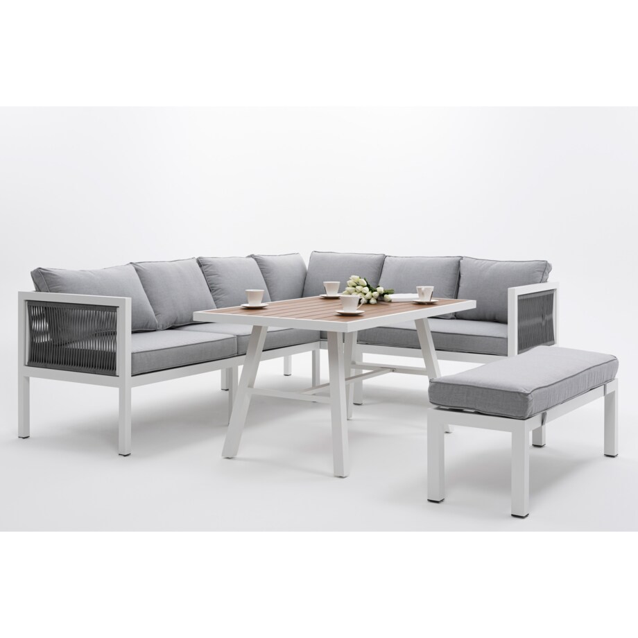 Meble ogrodowe aluminiowe narożnik stół PORTOFINO białe