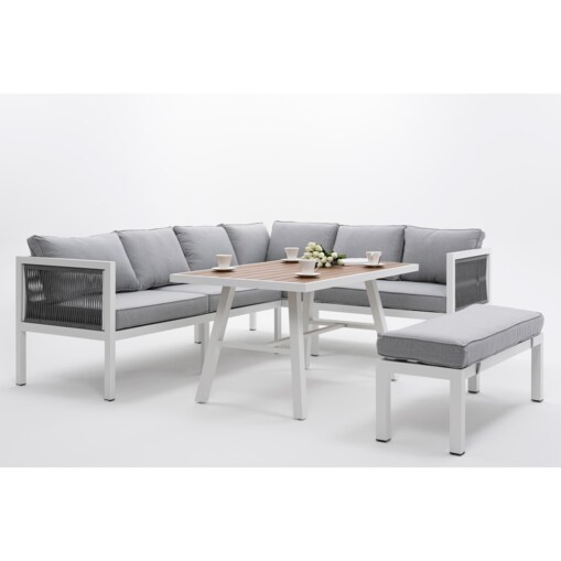 Meble ogrodowe aluminiowe narożnik stół PORTOFINO białe