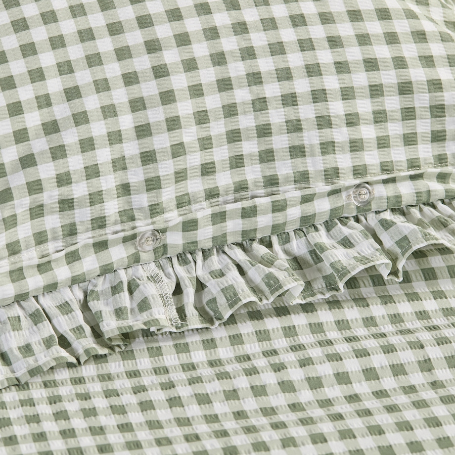 Pościel z kory z falbaną Minomi 200x220 cm w kratę