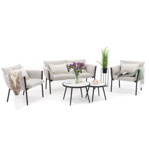 Zestaw mebli ogrodowych taras balkon aluminiowe TULUM beżowo czarne