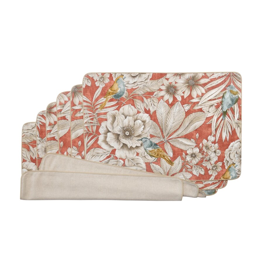 Podkładki dwustronne z motywem liści i ptaków – komplet 6 szt.