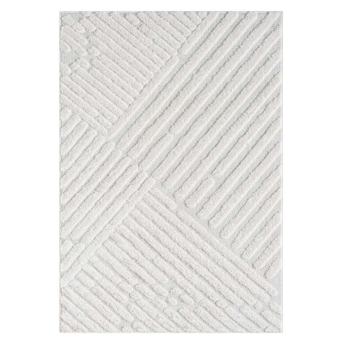 Dywan z efektem high low geometryczny Focera 7490 Krem