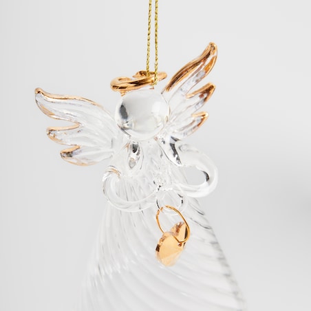 Dekoracja wisząca szklana Anhelina z motywem anioła