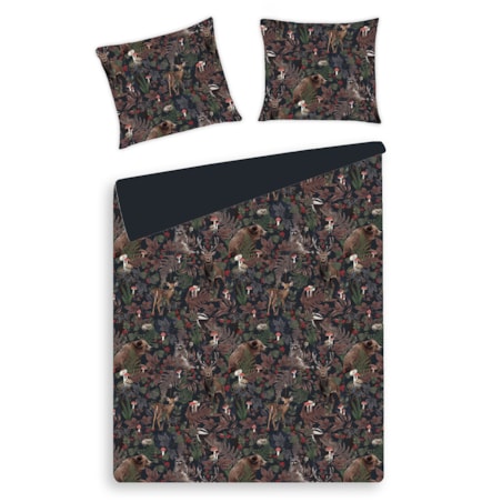 Pościel z bawełny satynowej Wildes 160x200 cm z motywem zwierząt leśnych