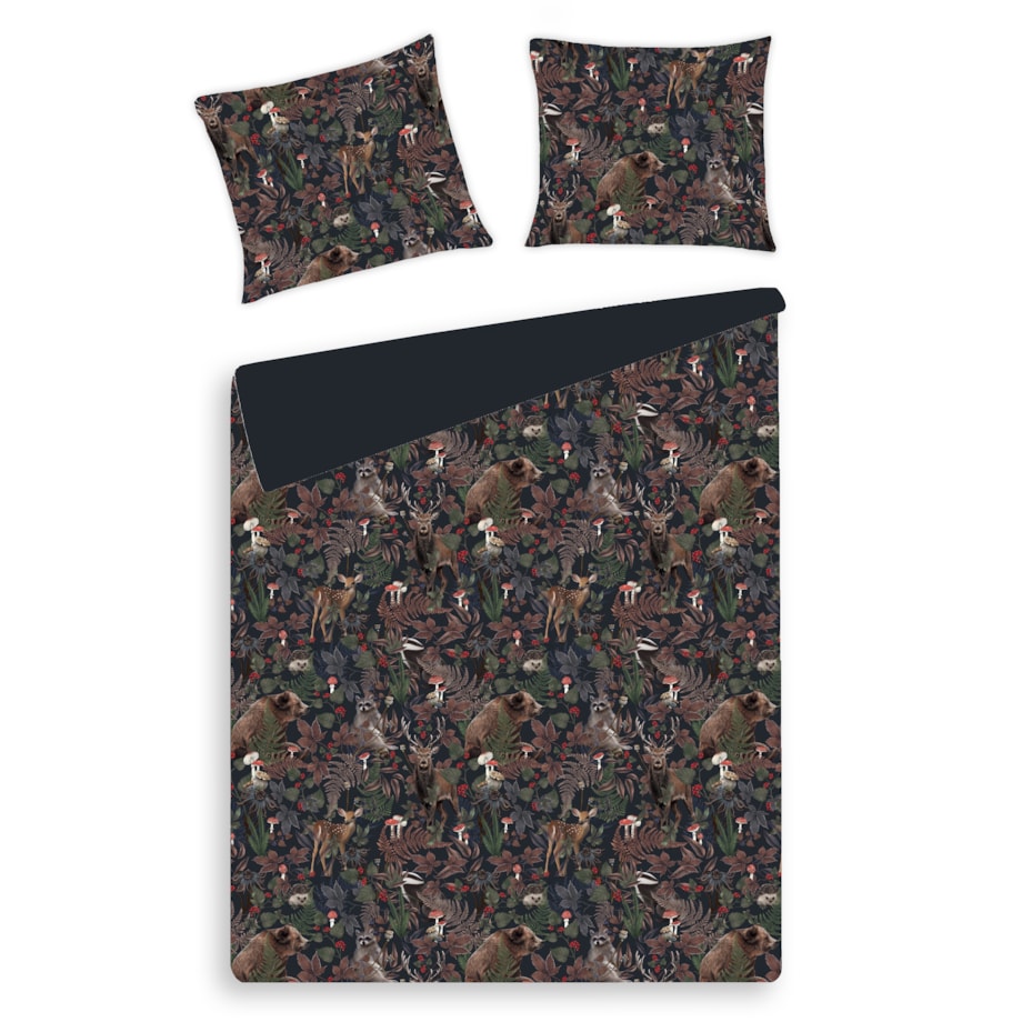 Pościel z bawełny satynowej Wildes 160x200 cm z motywem zwierząt leśnych