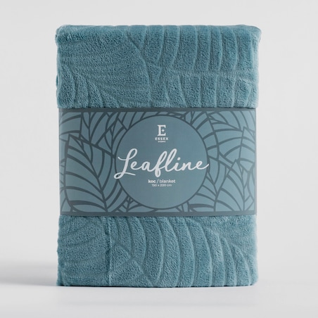 Jednokolorowy koc z wytłoczonym wzorem Leafline 150x200 cm