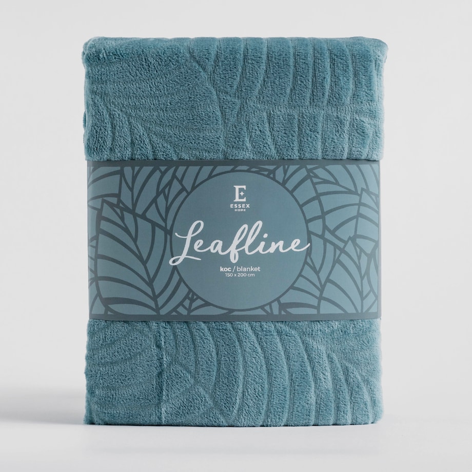 Jednokolorowy koc z wytłoczonym wzorem Leafline 150x200 cm