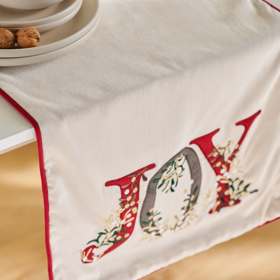 Bieżnik Haftowany Jolino 45x180 cm z motywem napisów