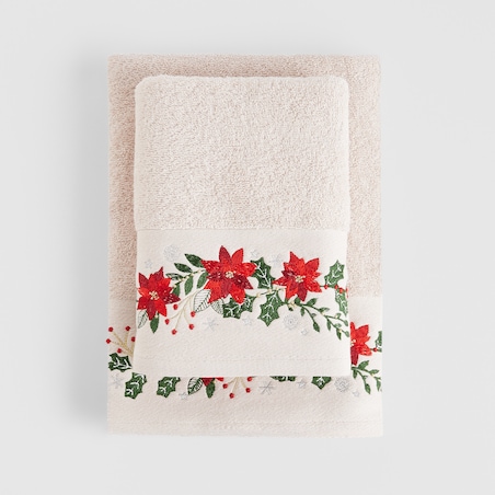 Ręcznik dekoracyjny Poinsetia 70x130 cm z motywem gwiazdy betlejemskiej