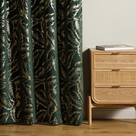 Zasłona Welwetowa Foglare 140x250 cm z motywem liściastym