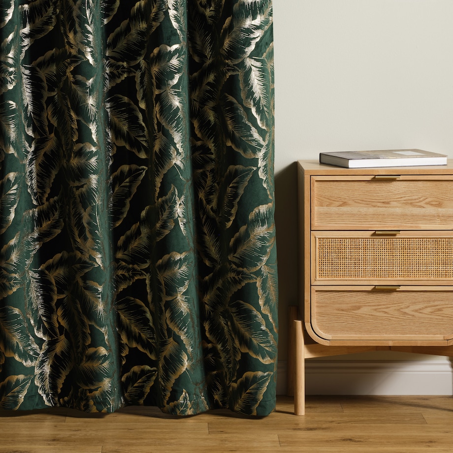 Zasłona Welwetowa Foglare 140x250 cm z motywem liściastym