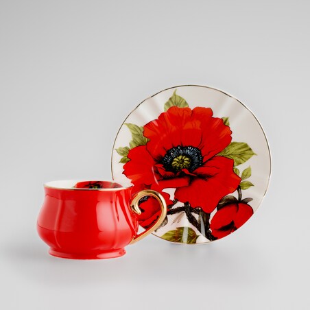 Filiżanka Ze Spodkiem Lascivias z motywem kwiatowym