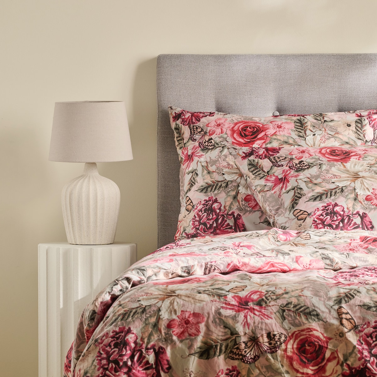 Pościel z bawełny satynowej Velmira 160x200 cm z motywem roślinnym