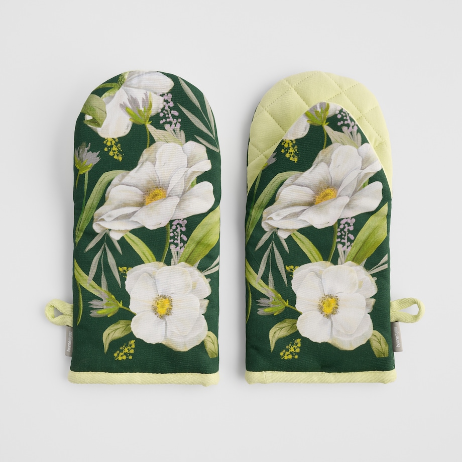 Komplet Rękawic Kuchennych Emeris 14x30 cm z motywem kwiatowym
