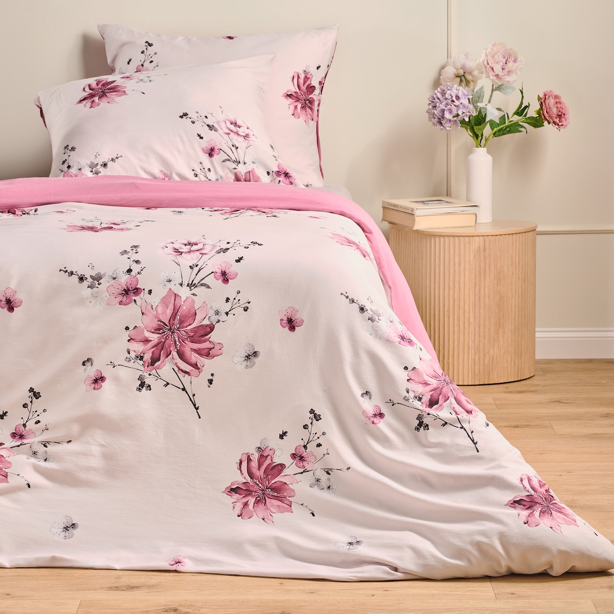 Pościel z bawełny satynowej Mave 160x200 cm z wzorem kwiatowym