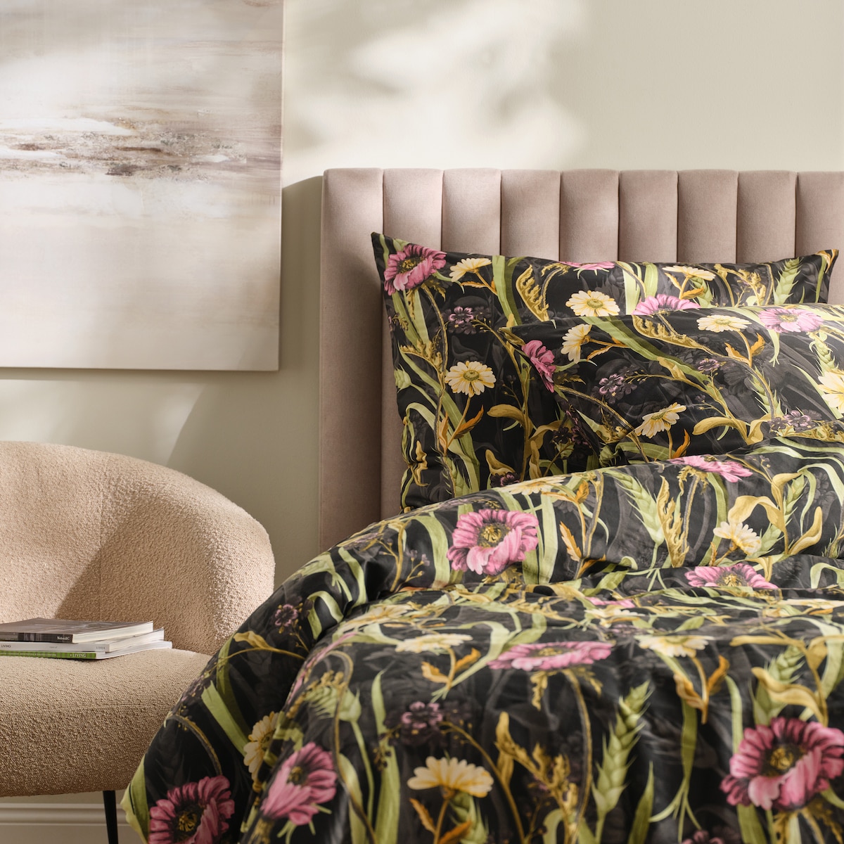 Pościel z bawełny satynowej Lorelli 160x200 cm z motywem kwiatowym