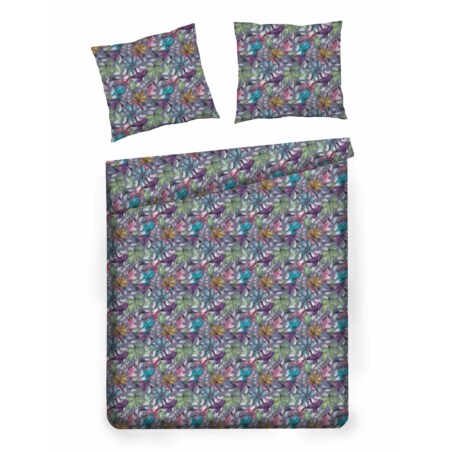 Pościel z bawełny satynowej Rillif 160x200 cm z motywem liściastym