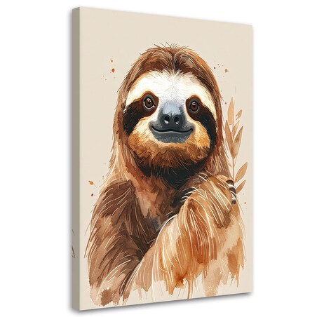 Obraz do pokoju dziecka nastolatka, Leniwiec zwierzęta brązowy beżowy