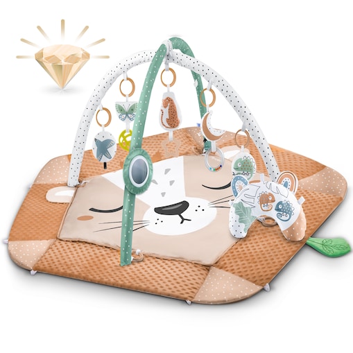 Mata edukacyjna interaktywna Lew dla niemowląt dwustronna składana XXL 5w1 Nukido