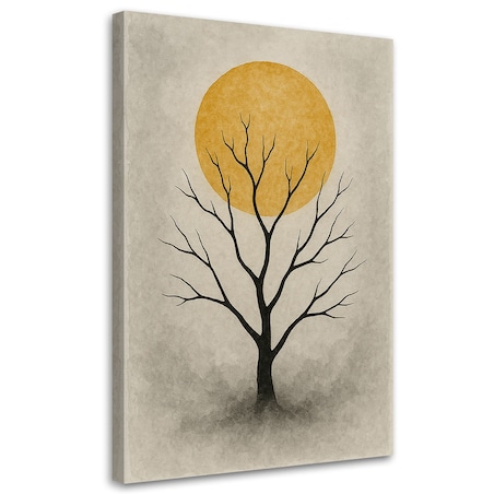 Feeby Obraz Japandi, Drzewo bez liści Minimalizm Beżowy Słońce 70x100