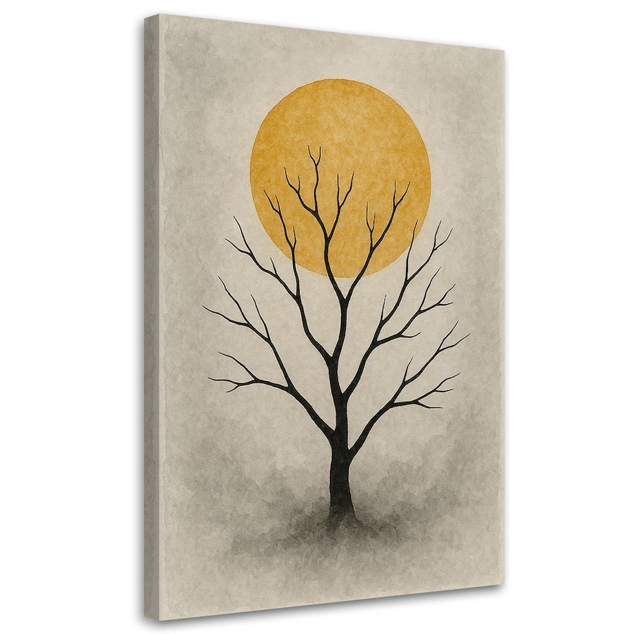 Feeby Obraz Japandi, Drzewo bez liści Minimalizm Beżowy Słońce 70x100