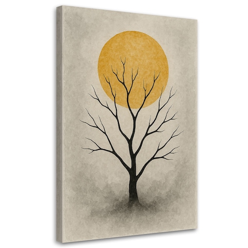 Feeby Obraz Japandi, Drzewo bez liści Minimalizm Beżowy Słońce 70x100