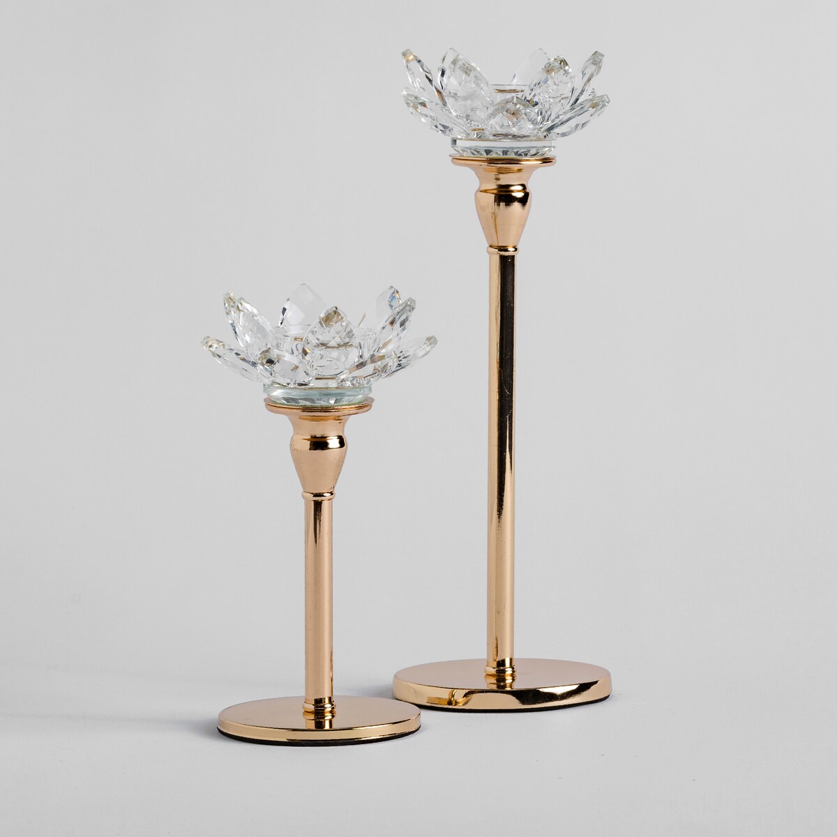 Elegancki świecznik na nóżce ze szkła kryształowego ceva z motywem kwiatowym