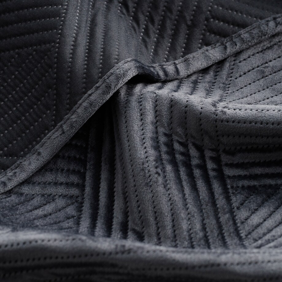 Narzuta Welwetowa w Wytłaczany Geometryczny Wzór Lesotho 180x220 cm