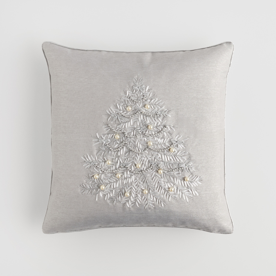 Poszewka Haftowana Arvores 45x45 cm z motywem choinki