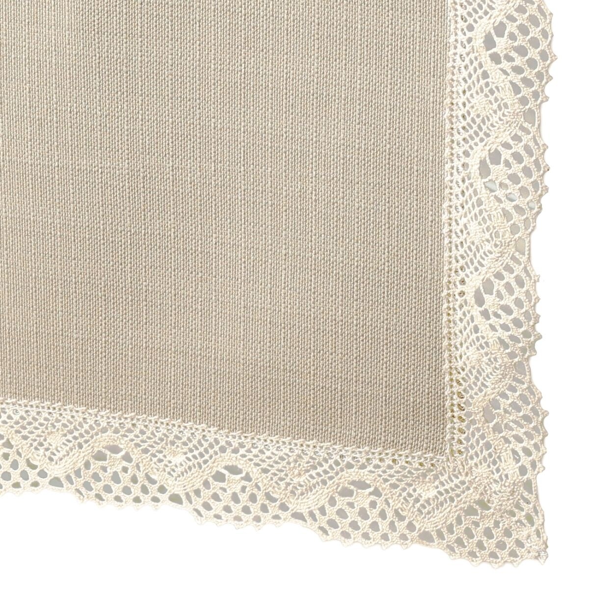 Bieżnik plamoodporny P130 cappucino z koronką K205 ecru - 40x140 cm - beżowy