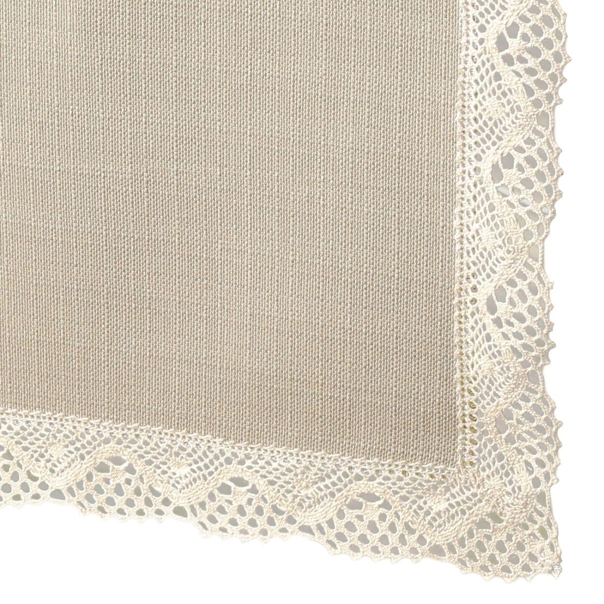 Bieżnik plamoodporny P130 cappucino z koronką K205 ecru - 40x140 cm - beżowy